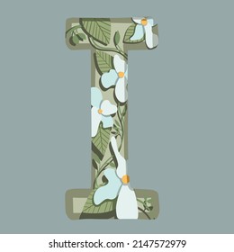 The letter "I". Can be used for various web resources. Floral print will decorate any design. Decorate your magazine, book or any web resource with this beautiful letter.