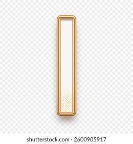 Letter I. Golden alhabet text effect. Realistic gold metal font. Golden ouline font. Metallic 3d typeface. English alphabet. Vector illustration.