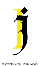 Letter I, in the Gothic style. Vector. Alphabet. The symbol is isolated on a white background. Calligraphy and lettering. Medieval Latin letter. Logo for the company. Monogram. Elegant font for tattoo
