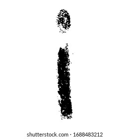 The letter I. Grunge ink alphabet, isolated on white background. Hand drawn with ink. Vector illustration