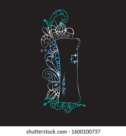 Letter I. Hand drawn sketch. Bright outline.
