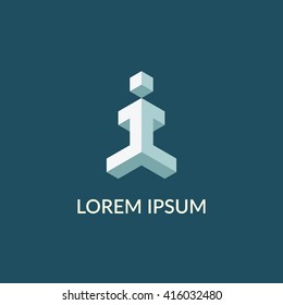 Letter "I" isometric logo design.