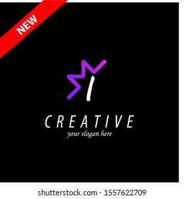Letter I, logo icon design template elements 