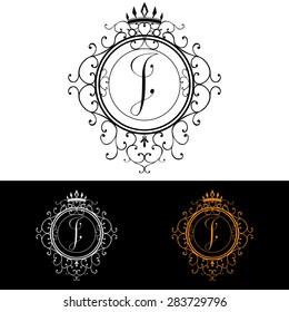 Letter I. Luxury Logo template flourishes calligraphic elegant ornament lines. Business sign, identity for Restaurant, Royalty, Boutique, Hotel, Heraldic, Jewelry, Fashion, vector illustration.