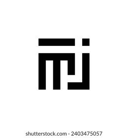 Letter i, m and j square geometric symbol simple logo vector