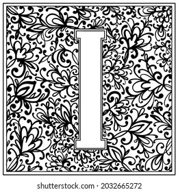 Buchstabe "I" auf weißem Hintergrund. Monogramm-Dekoration. Färben. Vektorgrafik