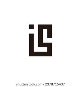 Letter i, s and L square geometric symbol simple logo vector