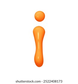 Buchstabe I. Buchstabe i Zeichen orange weiche Farbe. Realistisches 3D-Design im Cartoon-Flüssiglackstil. Einzeln auf weißem Hintergrund. Vektorgrafik