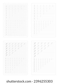 Letter I. Uppercase lowercase trace english alphabet design for learning handwriting. A4 Printable worksheet for preschool kindergarten kids to improve basic writing skills. Vector illustration.