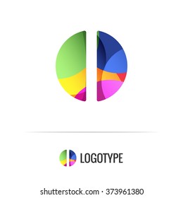Letter I. Vector colorful alphabet element. Negative space forms a circle. Bright and fresh design letters for children's parties and fun celebrations. Beautiful logo and monogram for businesses.