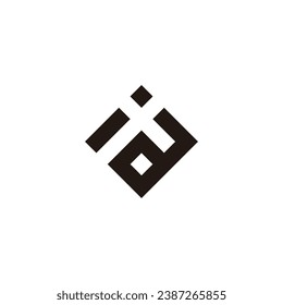 Letter i, x and a square geometric symbol simple logo vector