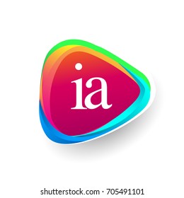 Letter IA logo in triangle shape and colorful background, letter combination logo design for company identity.