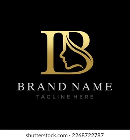 Letra IB Beauty Face Diseño de logotipo inicial