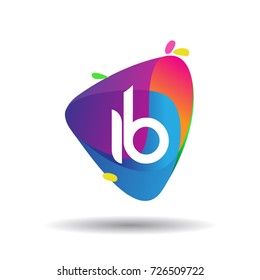 Letter IB logo with colorful splash background, letter combination logo design for creative industry, web, business and company.