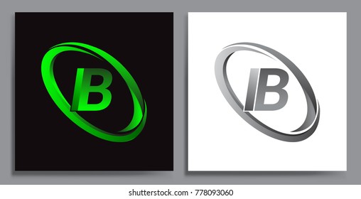 letter IB logotype design for company name colored Green swoosh and grey. vector set logo design for business and company identity.
