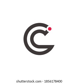 letter ic circle dot geometric line logo vector