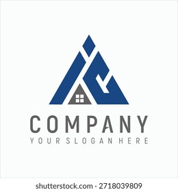 letter IC home logo design element vector template
