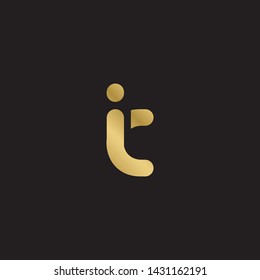 Letter ic linked lowercase logo design template elements. Gold letter Isolated on black  background. Suitable for business, consulting group company.