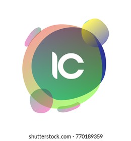 Letter IC logo with colorful splash background, letter combination logo design for creative industry, web, business and company.
