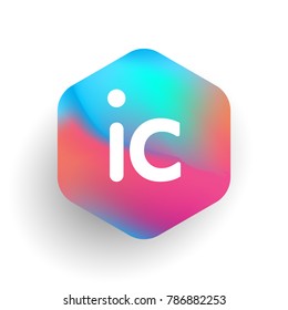 Letter IC logo in hexagon shape and colorful background, letter combination logo design for business and company identity.
