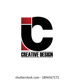 Letter IC simple logo design vector