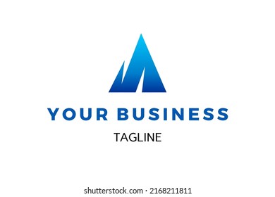letter A iceberg logo design, icon, symbol. The letter A forming the iceberg,  looks simple and elegantThis logo is perfect for sports, apparel product, outdoor gear product etc.