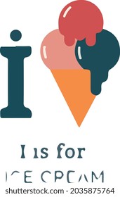 letter i ice-cream alphabet vector