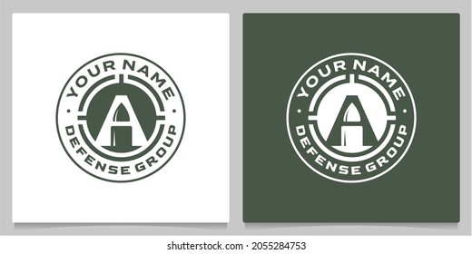 Letter A icon with bullet Negative SpaceVintage Retro Logo Designs