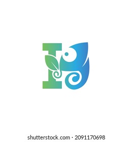 Letter I icon with chameleon logo  design template vector