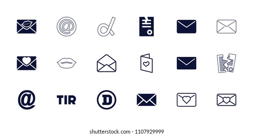 Letter icon. collection of 18 letter filled and outline icons such as paper, at mail, mail, envelope, tir, alpha. editable letter icons for web and mobile.
