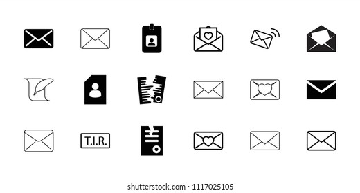 Letter icon. collection of 18 letter filled and outline icons such as mail, paper, resume, tir, clipboard. editable letter icons for web and mobile.