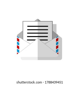 Letter icon colored with shadow. Email. Open letter. Vector EPS10