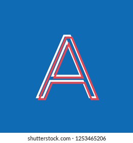letter A icon constructed with lines, notice effect neon vector