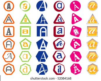 Letter A Icon Design Badges and Tags Set