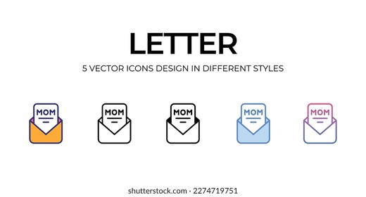 letter Icon Design in Five style with Editable Stroke. Line, Solid, Flat Line, Duo Tone Color, and Color Gradient Line. Suitable for Web Page, Mobile App, UI, UX and GUI design.