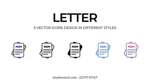 diseño de iconos de letra en estilo Cinco con barra modificable. Línea, Sólido, Línea plana, Color de tono Duo y Línea de degradado de color. Adecuado para diseño de páginas Web, aplicaciones móviles, UI, UX y GUI.