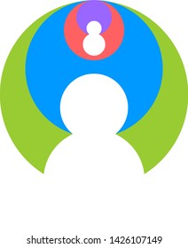 A letter icon design template elements with ellipsis intersection logo. Circle 4 colors green and blue, red, violet