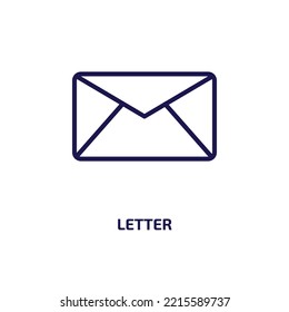 icono de letra de la colección de educación. Carta lineal delgada, negocio, icono de contorno de mensajes aislado en fondo blanco. Señal de letra vectorial de línea, símbolo para web y móvil