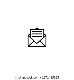 letter icon. letter and envelope icon. simple, flat, outline, black.