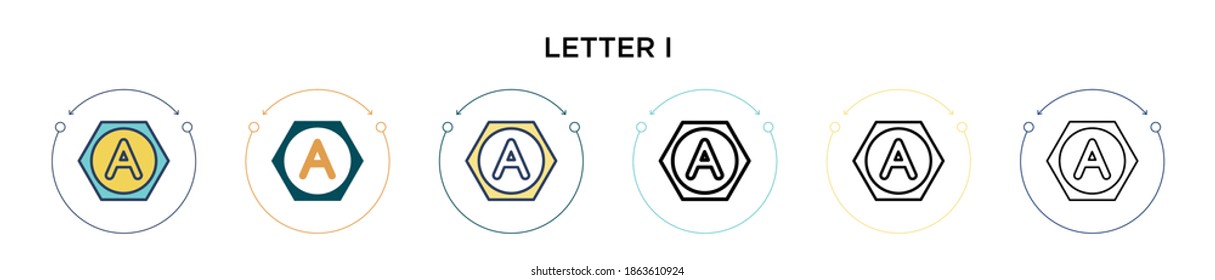 Buchstabe i Icon in gefüllt, dünne Linie, Umriss und Strich Stil. Vektorgrafik von zwei farbigen und schwarzen Buchstaben in Vektorgrafiken-Designs kann für mobile, i, i, web-basierte