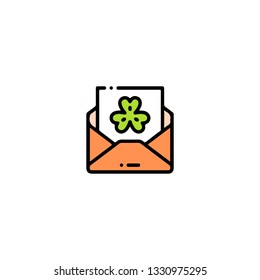 Letter icon, flat design line art thin style. Saint Patrick's Day vector illustration