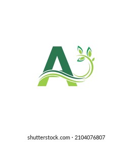 Letter A Icon with floral logo design template illustration vector