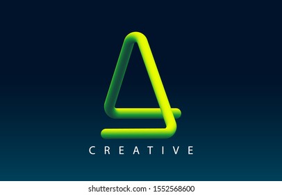 Letter A Icon Font Design With Liquid Color Path. 3d Gradient Lettering Vector Illustration. Bubble font with glint.