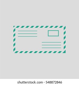 Letter icon. Gray background with green. Vector illustration.