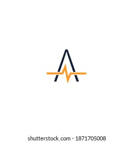 Letter A icon logo combined with pulse icon design template