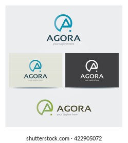 Letter A Icon, Logo for Corporate Business, Card Mock up in Several Colors