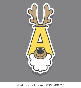 Letter A icon logo with deer illustration design vector