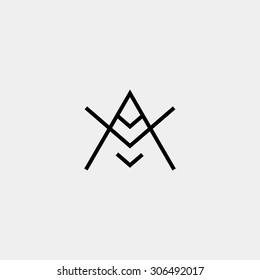Letter A icon or logo design template elements. Vector Vector black and white minimalistic geometric sign.