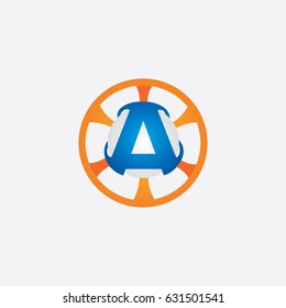 letter A icon logo ellipse
