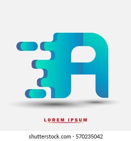 Letter A icon and logo template. Elegant typographic design. Spread the font. blue and green